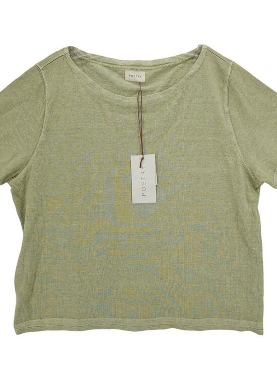 Poetry Tops - NWT POETRY Tee T-Shirt Organic Cotton Hemp Boat Neck Boxy Fit Washed Sage US 14